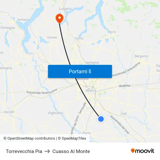 Torrevecchia Pia to Cuasso Al Monte map