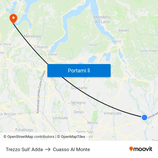 Trezzo Sull' Adda to Cuasso Al Monte map