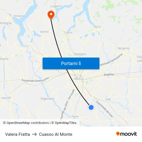 Valera Fratta to Cuasso Al Monte map