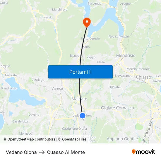 Vedano Olona to Cuasso Al Monte map