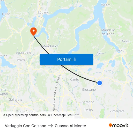 Veduggio Con Colzano to Cuasso Al Monte map