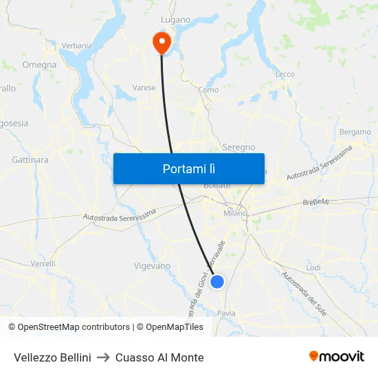 Vellezzo Bellini to Cuasso Al Monte map