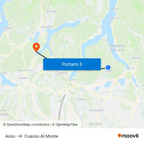 Asso to Cuasso Al Monte map