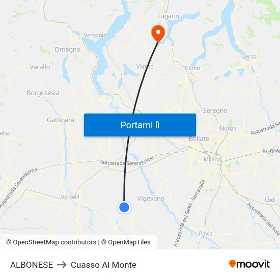 ALBONESE to Cuasso Al Monte map