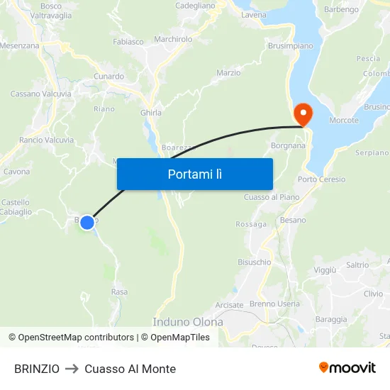 BRINZIO to Cuasso Al Monte map