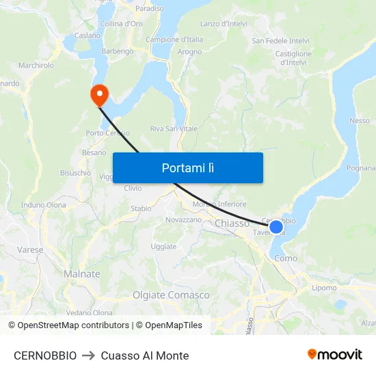 CERNOBBIO to Cuasso Al Monte map