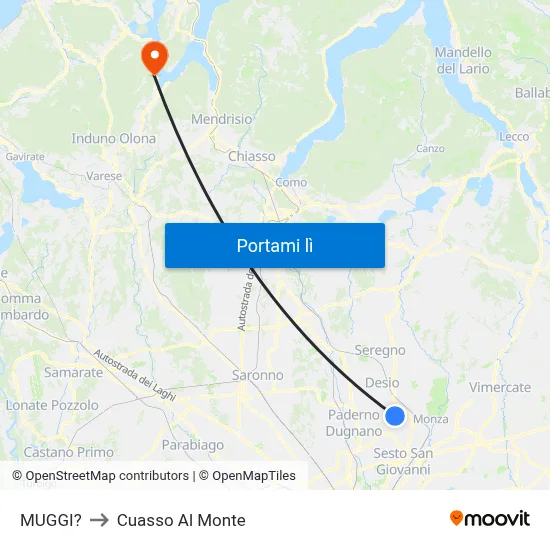 MUGGI? to Cuasso Al Monte map