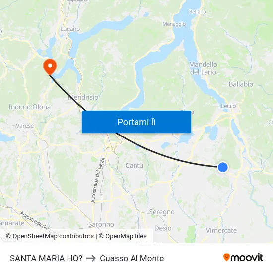 SANTA MARIA HO? to Cuasso Al Monte map