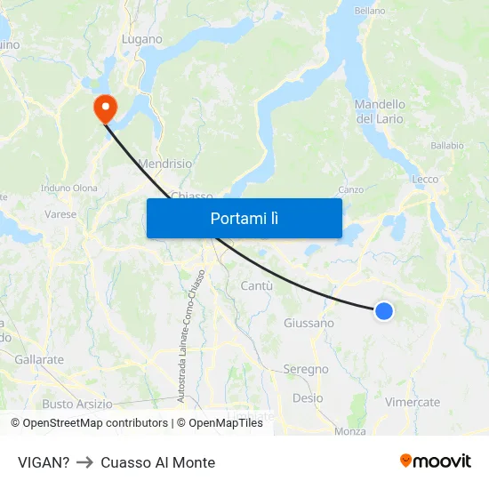 VIGAN? to Cuasso Al Monte map
