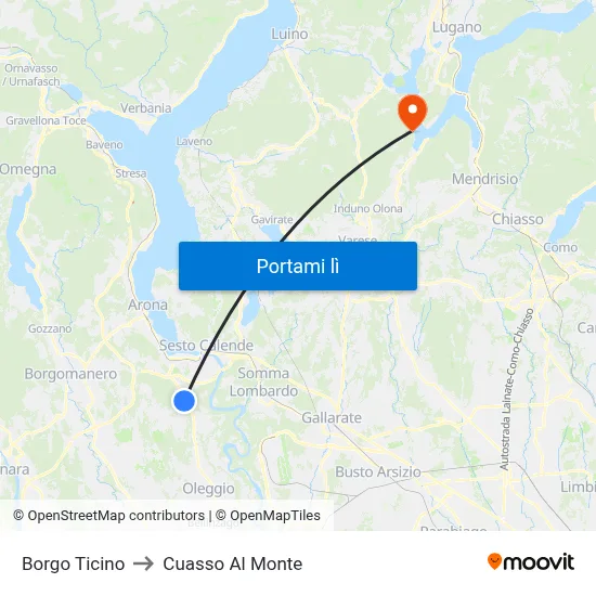 Borgo Ticino to Cuasso Al Monte map