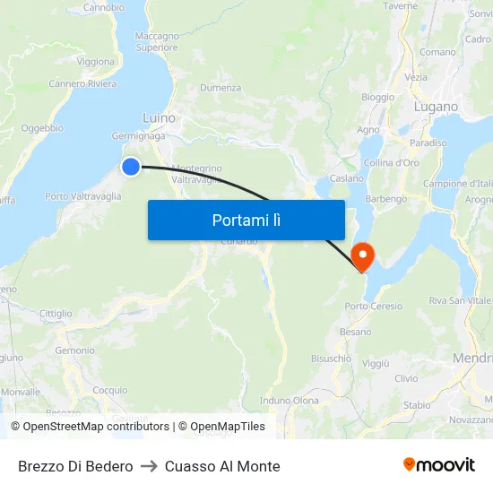 Brezzo Di Bedero to Cuasso Al Monte map