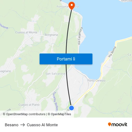 Besano to Cuasso Al Monte map