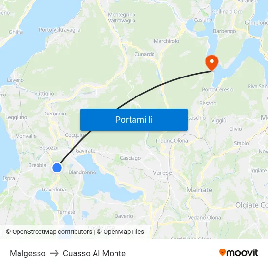 Malgesso to Cuasso Al Monte map