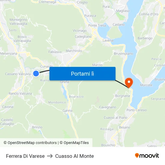Ferrera Di Varese to Cuasso Al Monte map