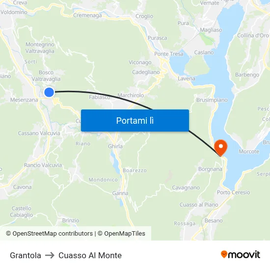 Grantola to Cuasso Al Monte map