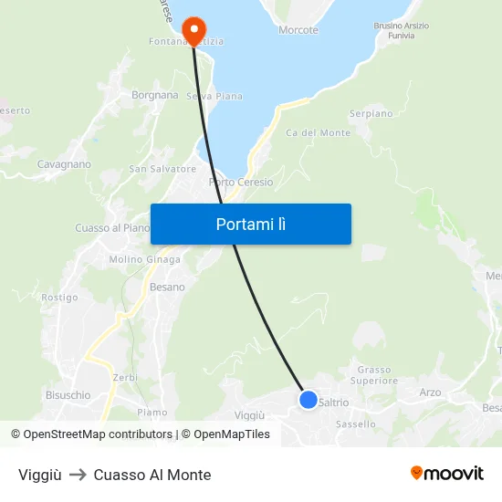 Viggiù to Cuasso Al Monte map