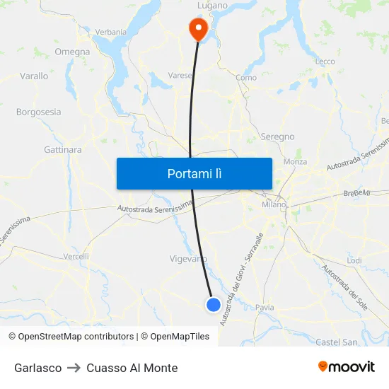 Garlasco to Cuasso Al Monte map