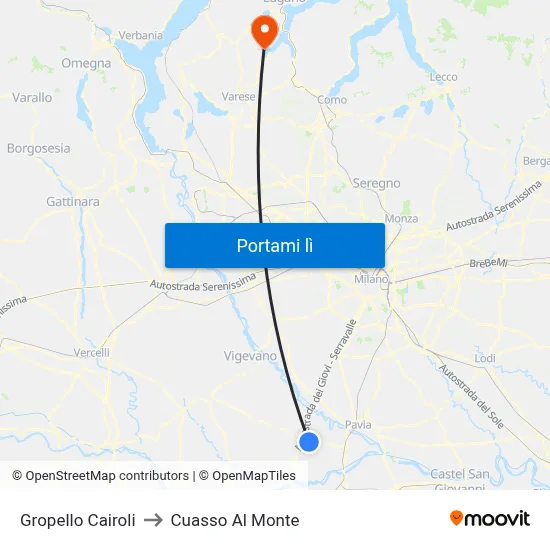 Gropello Cairoli to Cuasso Al Monte map