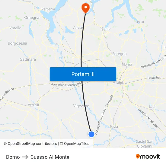 Dorno to Cuasso Al Monte map
