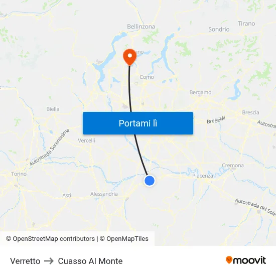 Verretto to Cuasso Al Monte map