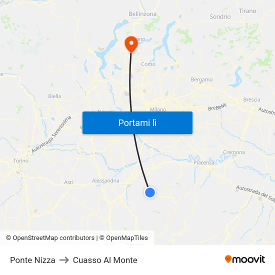 Ponte Nizza to Cuasso Al Monte map