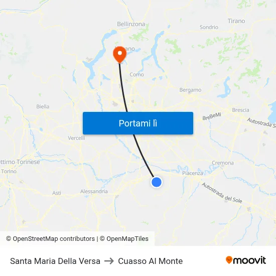 Santa Maria Della Versa to Cuasso Al Monte map