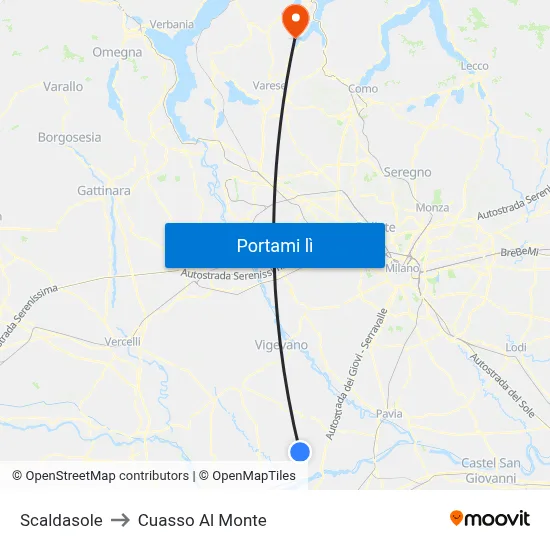 Scaldasole to Cuasso Al Monte map