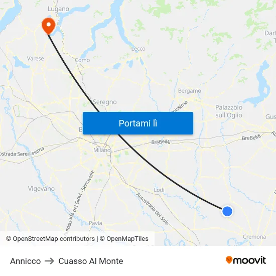 Annicco to Cuasso Al Monte map