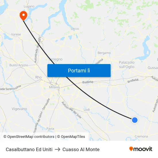 Casalbuttano Ed Uniti to Cuasso Al Monte map