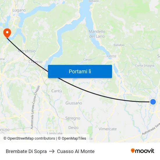 Brembate Di Sopra to Cuasso Al Monte map