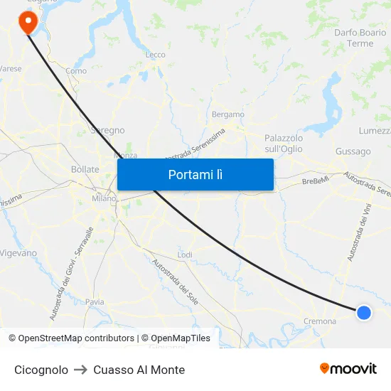 Cicognolo to Cuasso Al Monte map
