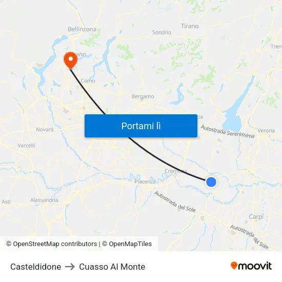 Casteldidone to Cuasso Al Monte map
