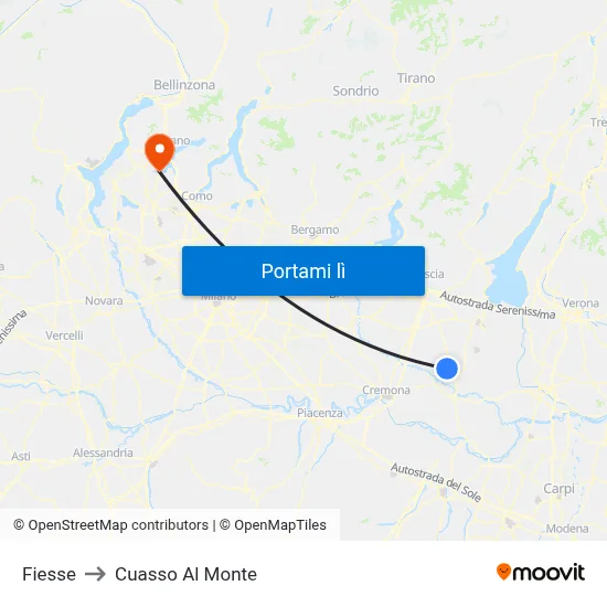 Fiesse to Cuasso Al Monte map