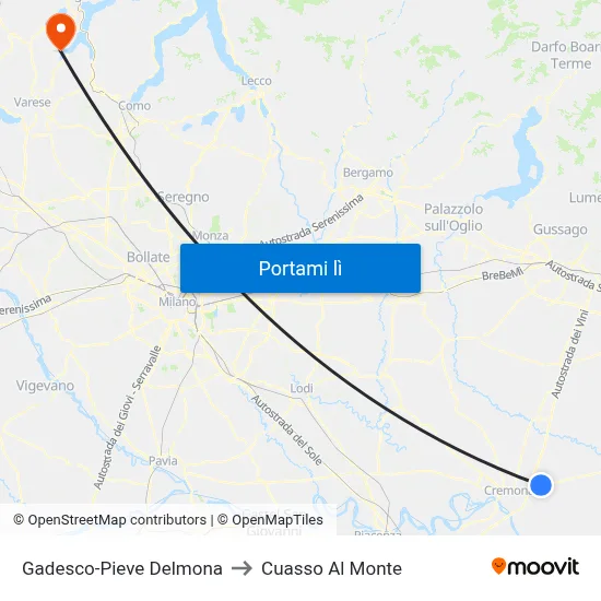 Gadesco-Pieve Delmona to Cuasso Al Monte map