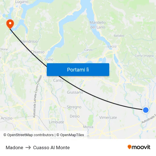Madone to Cuasso Al Monte map