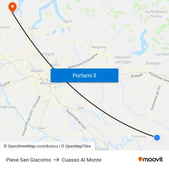 Pieve San Giacomo to Cuasso Al Monte map