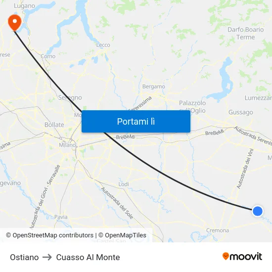 Ostiano to Cuasso Al Monte map