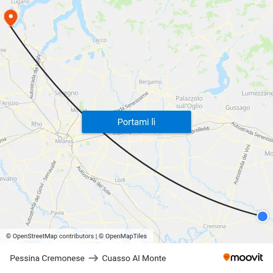 Pessina Cremonese to Cuasso Al Monte map