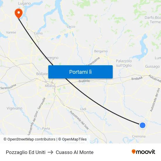 Pozzaglio Ed Uniti to Cuasso Al Monte map