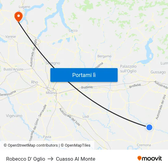 Robecco D' Oglio to Cuasso Al Monte map