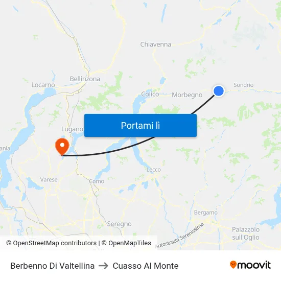 Berbenno Di Valtellina to Cuasso Al Monte map