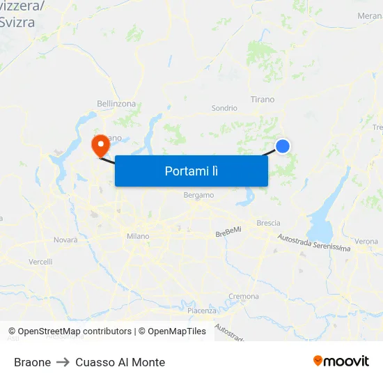 Braone to Cuasso Al Monte map