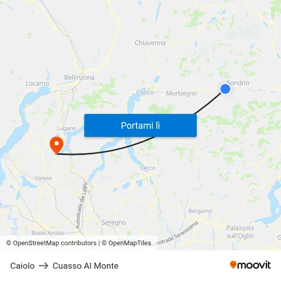Caiolo to Cuasso Al Monte map