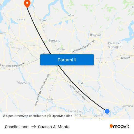 Caselle Landi to Cuasso Al Monte map