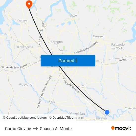 Corno Giovine to Cuasso Al Monte map