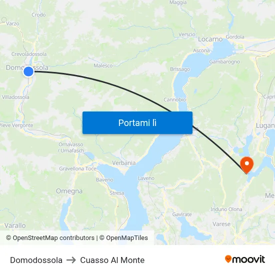 Domodossola to Cuasso Al Monte map