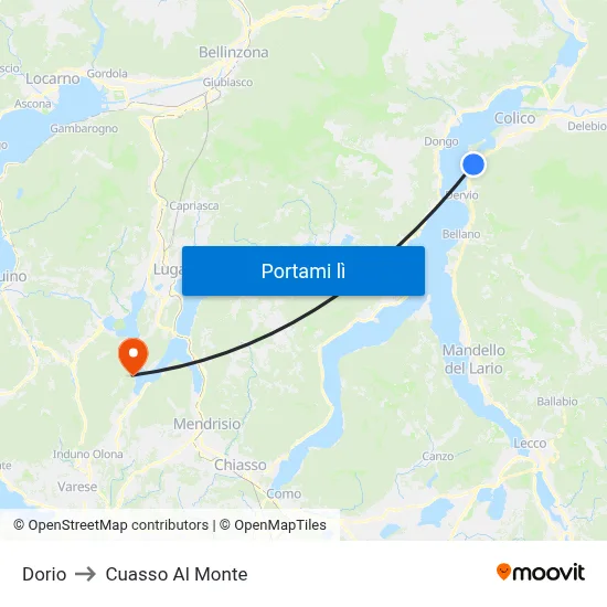 Dorio to Cuasso Al Monte map