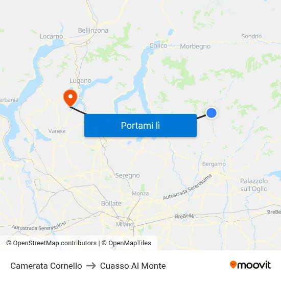 Camerata Cornello to Cuasso Al Monte map