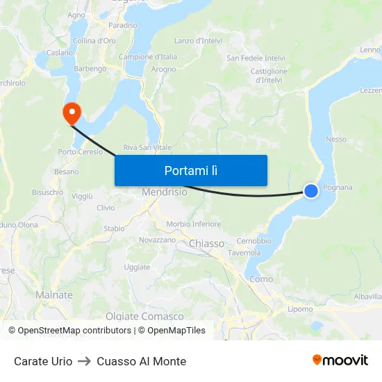 Carate Urio to Cuasso Al Monte map