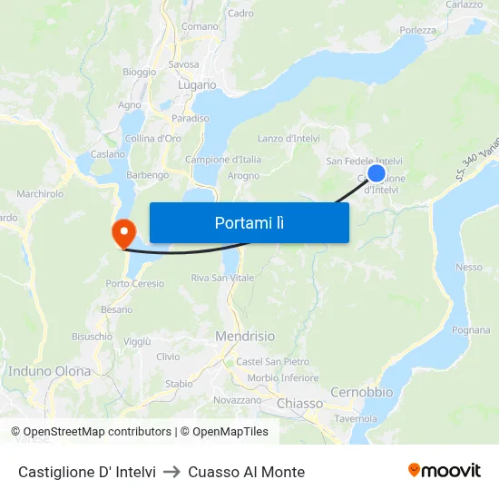 Castiglione D' Intelvi to Cuasso Al Monte map